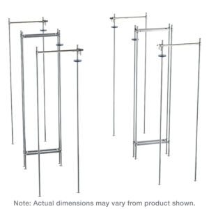 Display of a Metro LTTE18C Top-Track Double Deep Stationary End Unit Kit for 18 Wide Super Erecta Wire Shelving, Chrome on a plain white background. Note: Actual dimensions may vary from product shown is written below.