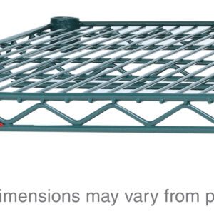 Meet the Metro Super Adjustable Super Erecta A1460NK3, a versatile 14 x 60 industrial wire shelf with a Metroseal Green Epoxy finish and an open grid triangular edge design. Note: actual dimensions may vary from the product shown.