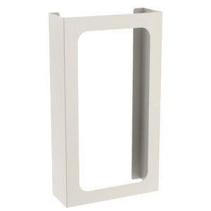 The Metro FL237 Triple Glove Box Holder for Flexline, Lifeline, and Starsys Carts is a rectangular, open-frame metal bracket in light gray with smooth edges and an open central area. Its minimalist design ensures secure mounting while maintaining a sleek appearance.