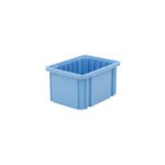 The Metro TB91060BAS Static Dissipative Polypropylene Tote is a blue, rectangular container measuring 8.25 x 10.875 x 6, featuring ribbed texture and vertical grooves against a white background, appearing empty.
