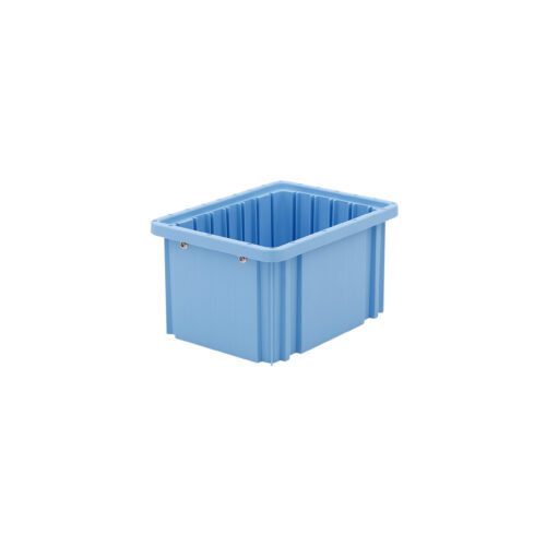 k5so3mwzws9r37oir2ovyh6dwi3fl1wc.jpg The Metro TB91060BAS Static Dissipative Polypropylene Tote is a blue, rectangular container measuring 8.25 x 10.875 x 6, featuring ribbed texture and vertical grooves against a white background, appearing empty.