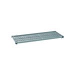 This 21 x 54 grey metal scaffold platform has a perforated surface, small raised ends for secure attachment, and provides a stable walking surface similar to the MetroMax Q MQ2154G Plastic Industrial Shelf with Grid Mat. Ideal for construction or maintenance work.