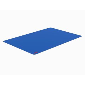 The Metro CBTC-INLAY01 Premium Rubber ESD Tray Inlay is a large, flat, blue rectangular mat made from durable premium rubber with slightly rounded corners. A small red logo is featured in one corner of the mat, resting on a white background.