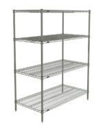 Meet the Metro N556BR Super Erecta 4-Shelf Unit, ideal for storage with its sturdy rectangular structure. Freestanding and adjustable, this Brite-finished shelving measures 24 x 48 x 63, featuring an open-grid design perfect for organization.