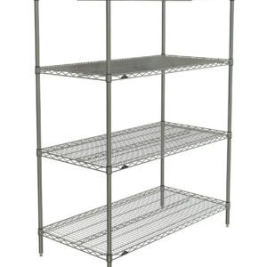 Meet the Metro N556BR Super Erecta 4-Shelf Unit, ideal for storage with its sturdy rectangular structure. Freestanding and adjustable, this Brite-finished shelving measures 24 x 48 x 63, featuring an open-grid design perfect for organization.