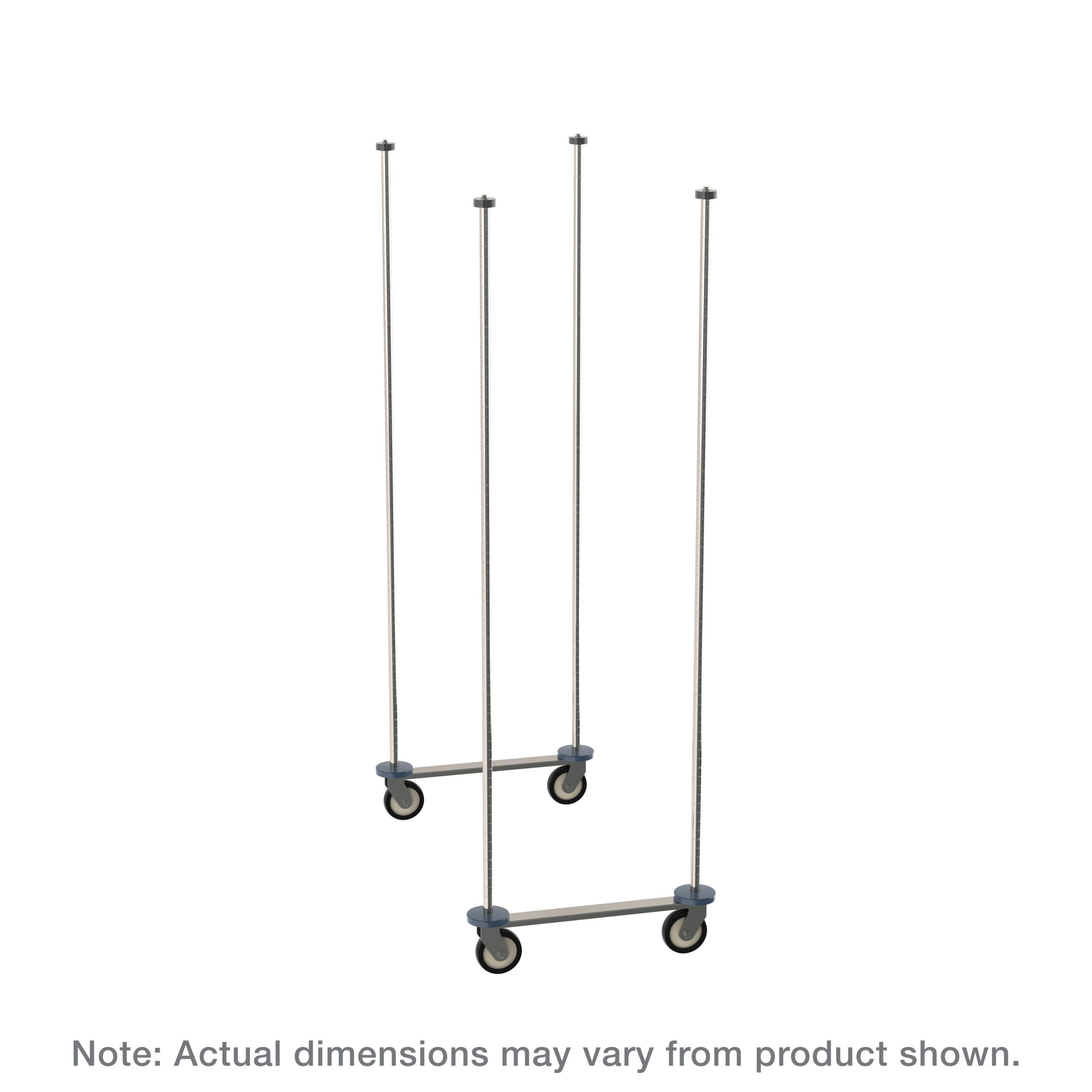Top-Track Mobile Unit Kit for 21" Wide Super Erecta Wire Shelving, Stainless Steel