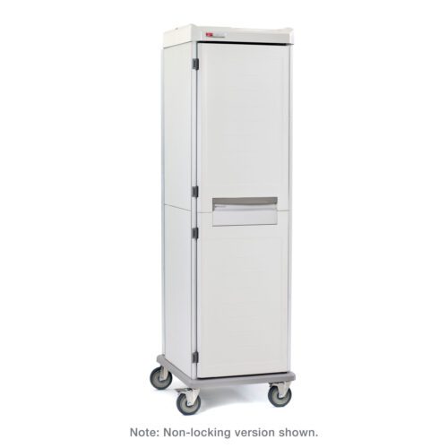 ljp6flvwbarpjfrk10ag32ozvvh44ch9.jpg The Metro SXRS76MXD6 Starsys XD Extra Deep Mobile Supply Cabinet is a tall, rectangular unit on wheels with a sleek white design. It features solid doors and an external handle with code locking.