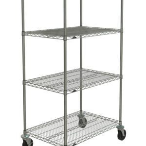 The Metro N536BC Super Erecta 4-Shelf Industrial Wire Shelving Stem Caster Cart features four chrome tiers and measures 24 x 36 x 67.875, offering a simple, utilitarian design ideal for mobile storage and organization.