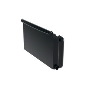 The sleek black plastic container, with a rounded spout for easy pouring, is ideal for the Metro FL212 Non-locking Side Bin on Flexline and Lifeline Carts. Its smooth design makes storing and dispensing liquids effortless.