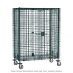 The Metro SEC53DK3 Super Erecta Mobile Security Shelving Unit in Metroseal Green Epoxy is a large metal wire storage cage with six caster wheels, a latch, and a single door for easy mobility. Note: Actual dimensions may vary from 27.25 x 40.75 x 67.9375.