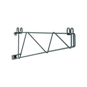The Metro SWD18K3 SmartWall Double Shelf Support in Metroseal green epoxy features a wall-mounted folding metal bracket with a triangular structure, ideal for hanging or supporting 18 deep shelves.