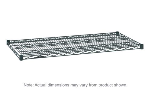 The Metro Super Erecta 2142N-DSG Industrial Wire Shelf in smoked glass, measuring 21 x 42, is shown lying flat with a grid of bars, along with a note that actual dimensions might vary.