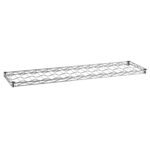 The 14 x 48 Metro W1448NC Super Erecta Wine Shelf features a sleek silver design with a rectangular grid pattern, ideal for organizing wine. It is displayed at a slight angle against a plain white background.