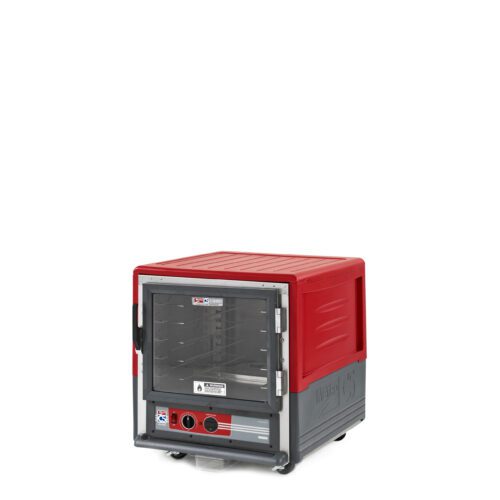pezdm60c2vn9k2ynjwc1mtcid5y0kiec.jpg The Metro C533-HXFC-UA C5 3 Series Holding Cabinet features a red and gray exterior with a full-length clear door, front control knobs, and universal wire shelves. Ideal for undercounter use in busy kitchens, it operates at 220-240V and 1681-2000W.