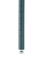 A close-up of a telescopic metal rod resembling the Metro Super Erecta 33PK3 SiteSelect Industrial Wire Shelving Post in Metroseal Green Epoxy, standing vertically on a white background. The rod has multiple segments and a rubber tip at the bottom, reaching 33 H.
