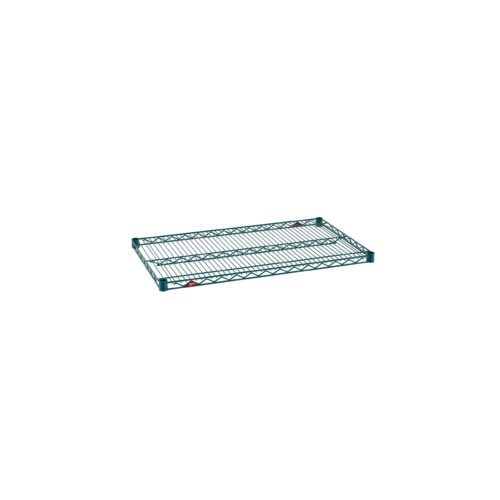 pu4is6pnt9bh4m6ol134hche3djvi75s.jpg The Metro Super Erecta 2136NK3 is a sleek rectangular industrial wire shelf with grid-patterned design and elevated edges, finished in Metroseal Green Epoxy. This 21 x 36 shelving unit stands out against the white background.