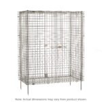 The Metro SEC63S Super Erecta Stationary Security Shelving Unit is a large stainless steel wire cage with secure latching, featuring a rectangular grid structure on small legs. Its sized at 33.5 x 38.5 x 66.8125, but note that actual dimensions may vary.