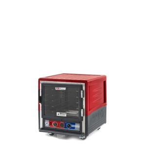 The Metro C533-MFC-U C5 3 Series is a red undercounter proofing cabinet with a full-length clear door, control panel below, cube shape, and side ventilation slits. It operates on 120V, 60Hz power and is depicted on a white background.