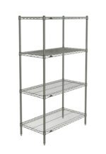 The Metro N336BR Super Erecta 4-Shelf Industrial Wire Shelving Starter Unit offers a versatile, open storage solution with its tall, silver design featuring four Brite wire shelves measuring 18 x 36 x 63.