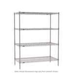 The Metro SE-214263K4-S-4 Super Erecta 4-Shelf Industrial Wire Shelving Starter Unit in Metroseal Gray Epoxy measures 21 x 42 x 63, with adjustable shelves for versatile storage. Note: dimensions may vary from the product shown.