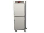 The Metro C569-SDS-L C5 6 Series insulated reach-in holding cabinet, featuring a full height and Dutch solid doors with lip load aluminum slides, is equipped with four wheels for mobility. This durable unit operates at 120V and 60Hz.
