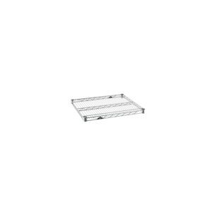 The Metro Super Erecta 2124NC Industrial Wire Shelf features a chrome finish and rectangular grid, ideal for organization. With dimensions of 21 x 24, its minimalist design is highlighted against a white background.