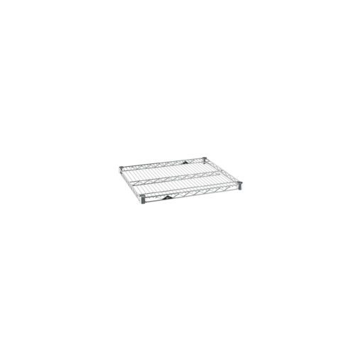 The Metro Super Erecta 2124NC Industrial Wire Shelf features a chrome finish and rectangular grid, ideal for organization. With dimensions of 21 x 24, its minimalist design is highlighted against a white background.