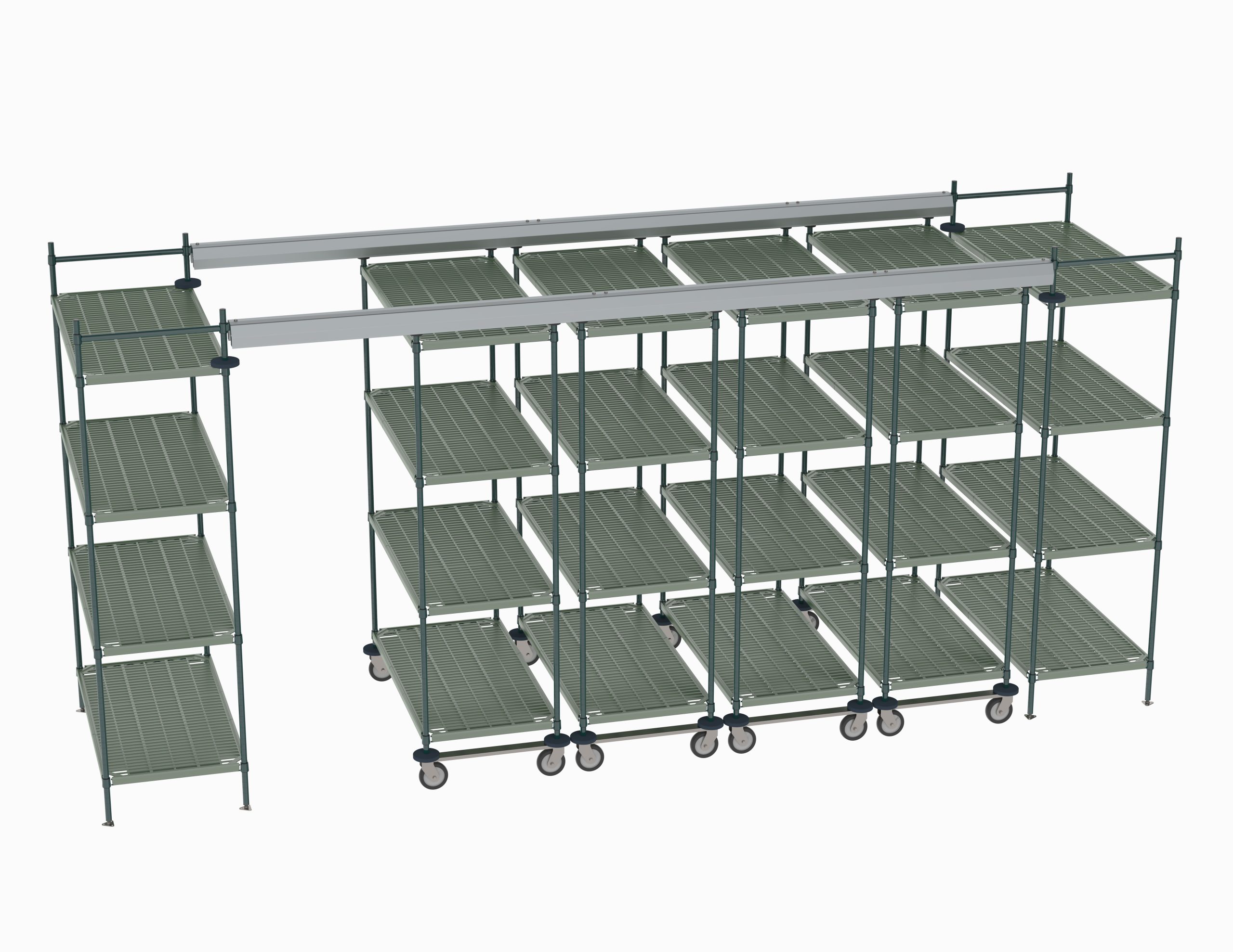 Top-Track Overhead Track Shelving Complete Kit for 16 ft. Spaces, 48" Wide Super Erecta Pro Shelves