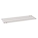 A silver Metro Super Erecta 2472NK4 Industrial Wire Shelf with a 24 x 72 rectangular shape is shown against a white background. It has a grid pattern and is finished in Metroseal Gray Epoxy, perfect for storage or organization.