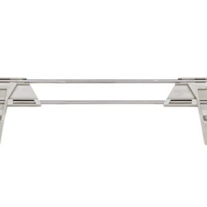 The Metro MXL42-2S is a 42 L x 2 H stackable shelf ledge for MetroMax i industrial plastic shelving, featuring an all-metal design with light gray plastic accents.