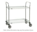 Meet the Metro 2SPN53PS SP Series Utility Cart, 24 x 36 x 39, with two stainless steel shelves, smooth-gliding large wheels, and dual handles for easy maneuvering. Note: slight dimension variations possible.