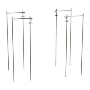 The Metro TTE24K4 Stationary End Unit Kit for 24 Wide Super Erecta Wire Shelving features tall metal poles with crossbars in a minimalist design, enhanced by a durable Metroseal Gray Epoxy finish.