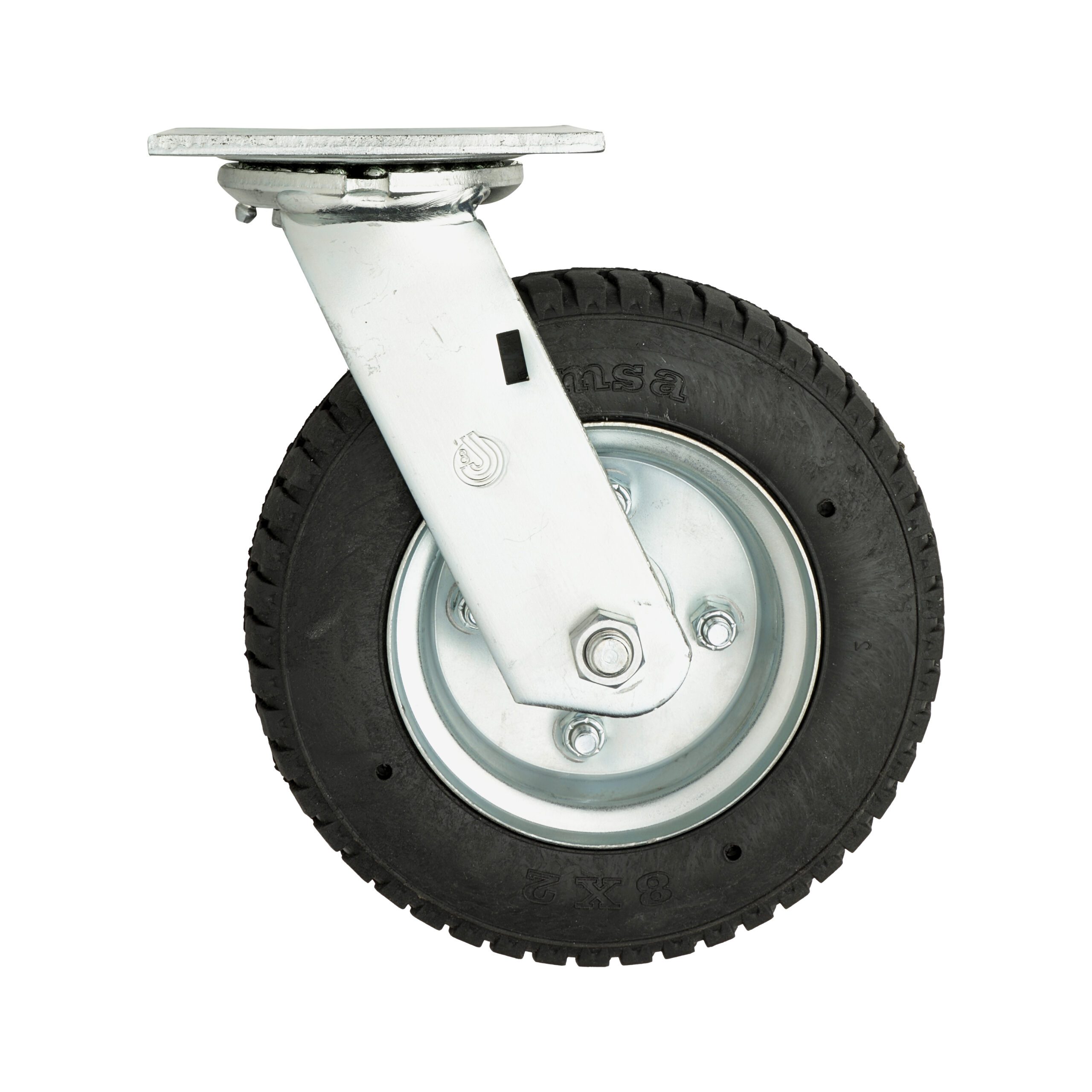 Metro C8SPN 8" Monoprene Rubber Semi-Pneumatic Swivel C-Plate Caster for Made-to-Order Truck Dollies