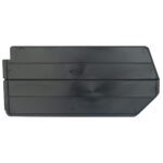 A pack of 6 black plastic panels with angular edges and a smooth surface featuring subtle indentations and evenly spaced rivet holes, designed for use with Metro MB40245 Dividers for MB30240CLSH bins.