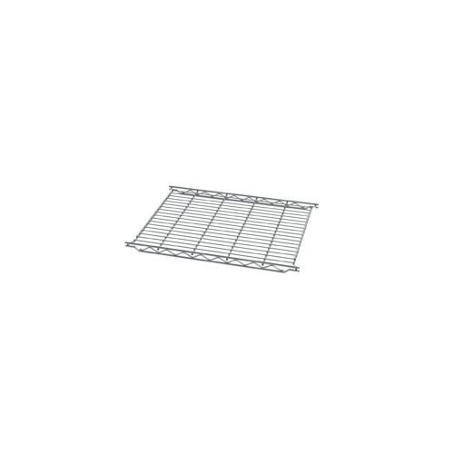 The Metro 1824C Erecta Shelf Wire Shelf features a top view of its grid pattern with intersecting wires, perfect for organizing. Measuring 18 x 24, this metal shelving unit offers an efficient and stylish storage solution.