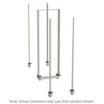 Blue-bracketed vertical and horizontal polymer poles form a frame, likely for mobility, like the Metro LBTM18X3 qwikTRAK Double Deep Mobile Unit Kit for 18 Wide MetroMax Shelving, which includes wheels. Note: Dimensions may vary from actual product.