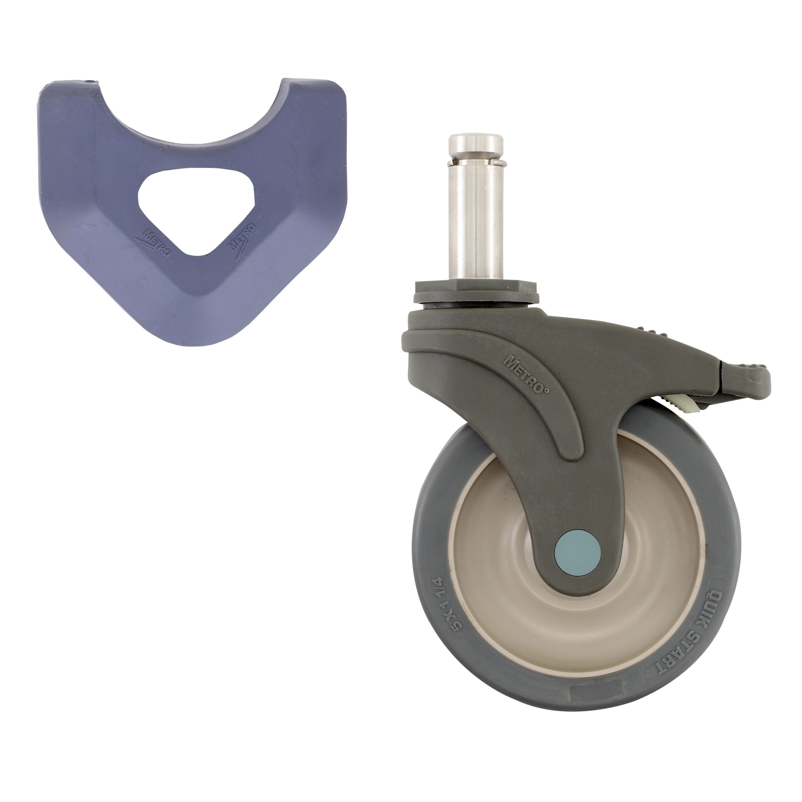 5" Polymer and Stainless Steel Total-guard Swivel/Total Lock Brake Stem Caster for MetroMax Industrial Plastic Shelving Racks