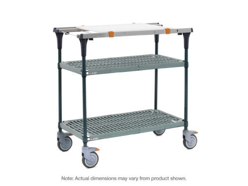 tzr9z80uobmz3ikf4svvt5dslmfu2oh1.jpg The Metro MS1824-PRPR-PK1 PrepMate MultiStation features Super Erecta Pro top and bottom shelves, gray plastic tiers with a metal frame, Metroseal Green Epoxy posts, and four swiveling wheels for mobility. Note: Actual dimensions may vary from product shown.