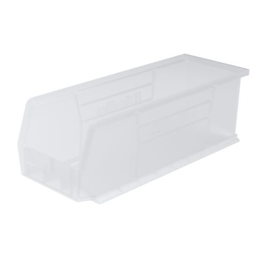 u8ukrp6nay3upiz88cddb406a9f7r4yw.jpg The Metro MB30234CLSH bin, sized 14.75 x 5.5 x 5, features a clear rectangular design with a slanted front for easy access, set against a white background for highlighting its simplicity and functionality as a storage solution.