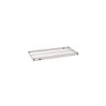 The Metro Super Erecta 1836NK4 Industrial Wire Shelf, 18 x 36, in Metroseal Gray Epoxy, features a rectangular design with crisscross side patterns and parallel surface wires for durable storage and organization.