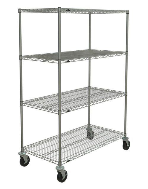 uhw98z5tc1b3ld4ev8jazg8xu8077xkt.jpg The Metro N556BC Super Erecta Cart, measuring 24 x 48 x 67.875, features four chrome wire shelves and wheels for ample storage and easy mobility, making it perfect for diverse settings.