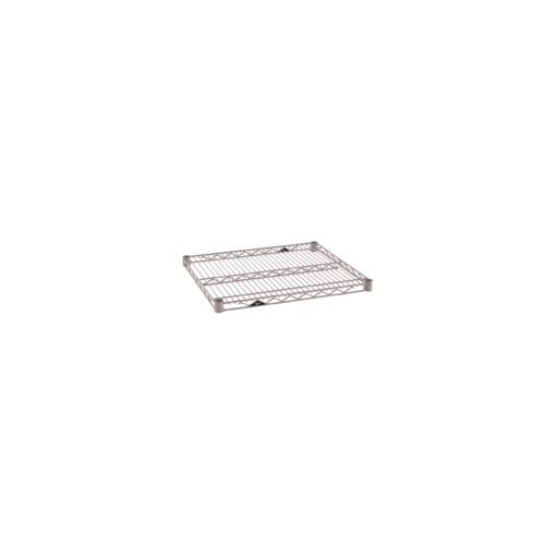 Meet the Metro Super Erecta 2124NK4 Industrial Wire Shelf. Its 21 x 24 square grid design with intersecting metal rods in Metroseal Gray Epoxy is ideal for organizing kitchens, garages, or storage areas.