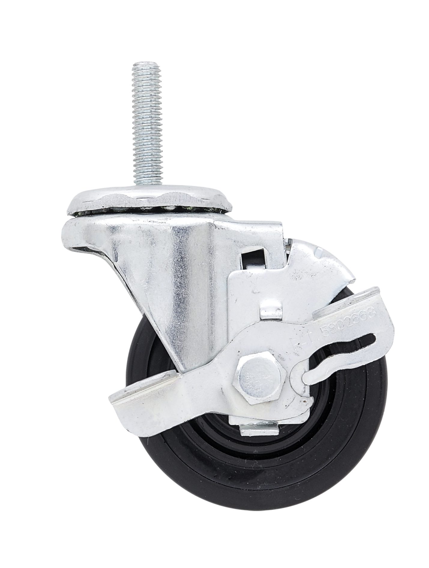 3" Resilient Rubber Swivel/Brake Low Profile Caster for Super Erecta Industrial Wire Shelving Racks