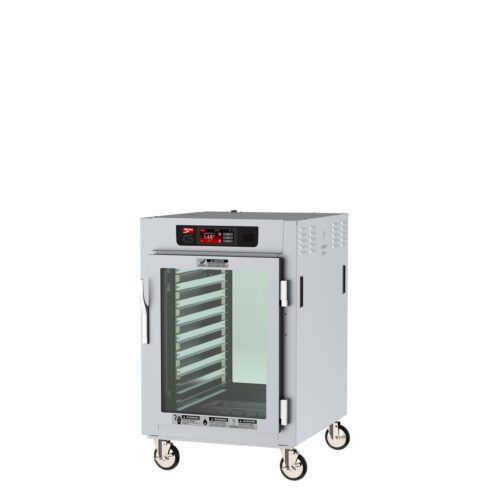 The Metro C585X-SFC-LPFCA C5 8 Series is a 1/2 height insulated pass-thru holding cabinet with full-length clear doors and lip load aluminum slides. Made from stainless steel and fitted with casters, it provides efficient service in various settings. It operates at 220-240V, 50/60Hz, and 1681-2000W.