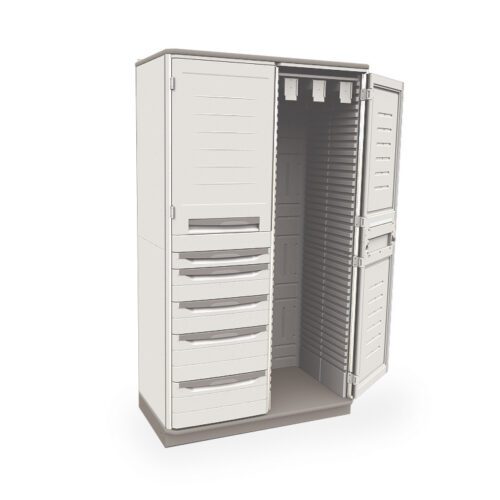 vbejhimntojbzg3r6q4szemcbfxnuujq.jpg The Metro SXRD72SCATH2 Starsys Stationary Catheter Storage Cabinet in beige features a double-wide design, holding up to 180 catheters. It has one door open and one closed, offering optimal organization with ample shelves and drawers in a sleek layout.