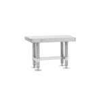 The Metro GB1224S Stainless Steel Gowning Bench offers a minimalist industrial design with a 12 x 24 flat surface and four cylindrical legs for stability, making it ideal for heavy-duty use.