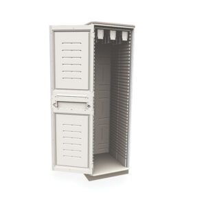 The Single Wide cabinet is a sleek, white metal design with vented panels for server or network hardware, inspired by the Metro SXRS72SCATH1 Starsys Stationary Catheter Storage Cabinet which efficiently organizes up to 180 catheters.
