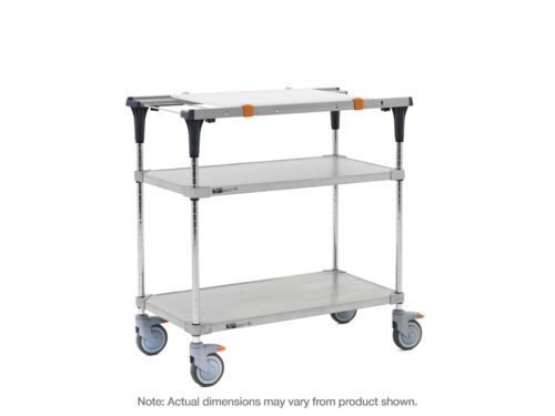 w92j8n7czrmv8r0x70ahmegy3fr74n3c.jpg The Metro MS1830-FGFG-PK1 PrepMate MultiStation is a three-tiered cart with swivel wheels, solid galvanized top and bottom shelves, chrome posts, and orange corner protectors. Dimensions may vary from product shown.