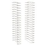 A duo of stainless steel wall-mounted magazine racks, with multiple angled slots for brochures, mirrors the minimalist design of the Metro C5-USLIDE-9S Stainless Steel Universal Slide Upgrade for Full Height C5 Series Cabinets. Set on a plain white background, they provide style and function.