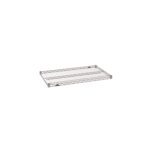 The Metro Super Erecta 2136NK4 industrial wire shelf, sized at 21 x 36, features a metal grid pattern with a sleek design. Its durable Metroseal Gray Epoxy finish in silver ensures both style and resilience.